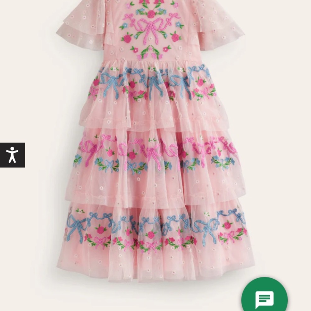 NWT Mini Boden Embroidered Tulle Party Dress | Providence Dusty Pink | 2-3Y